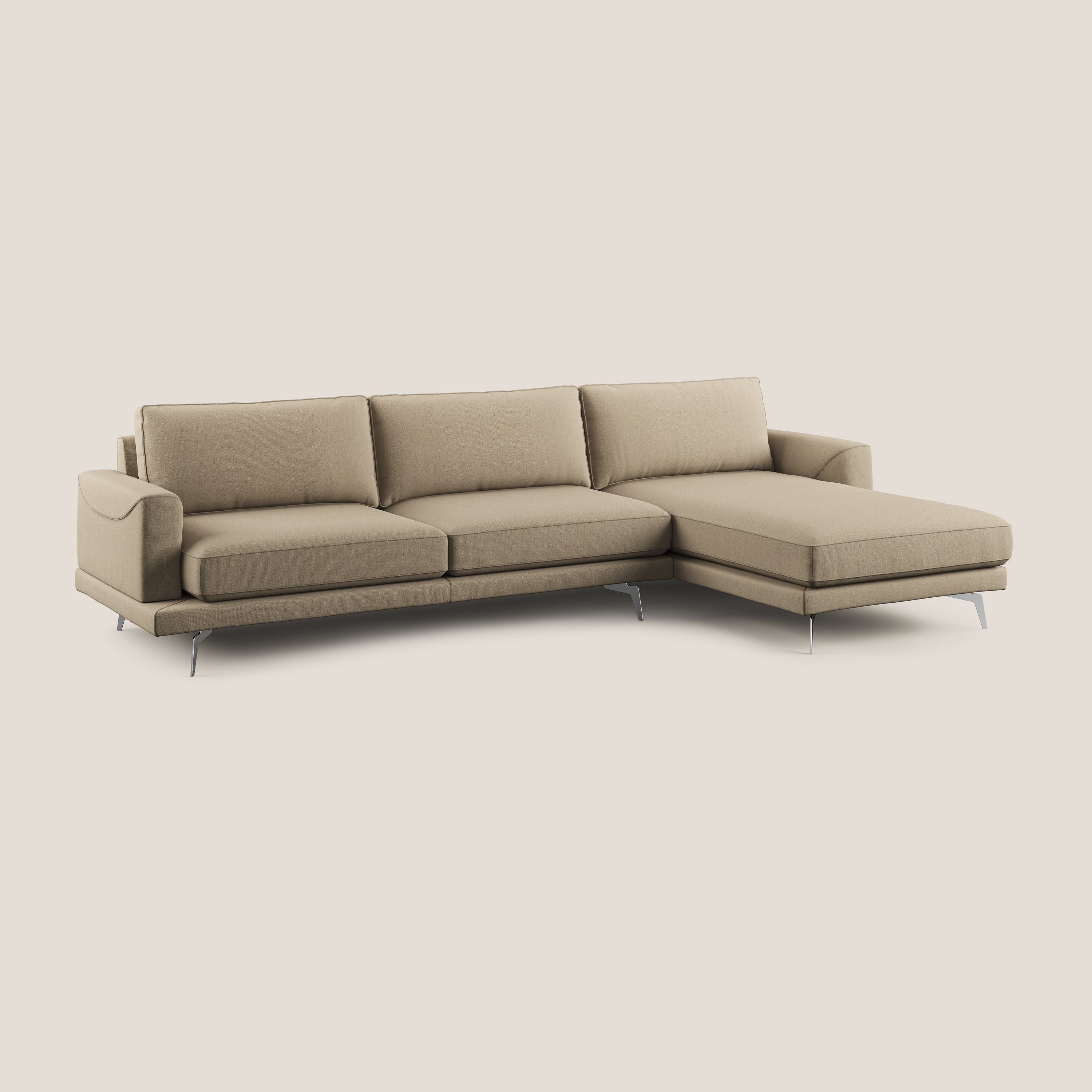 Dorian divano moderno angolare con penisola in tessuto morbido antimacchia T05 - divani.store