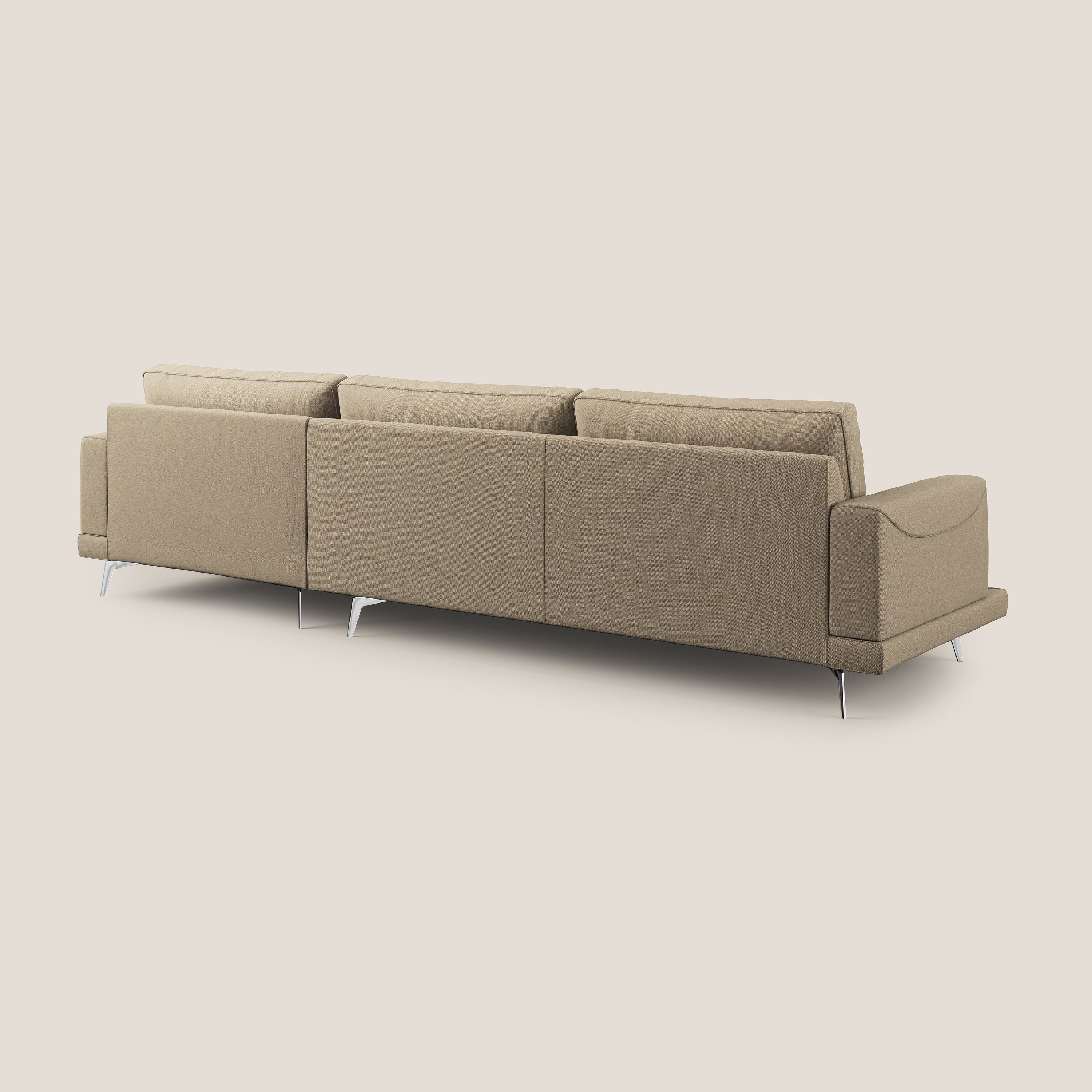 Dorian divano moderno angolare con penisola in tessuto morbido antimacchia T05 - divani.store
