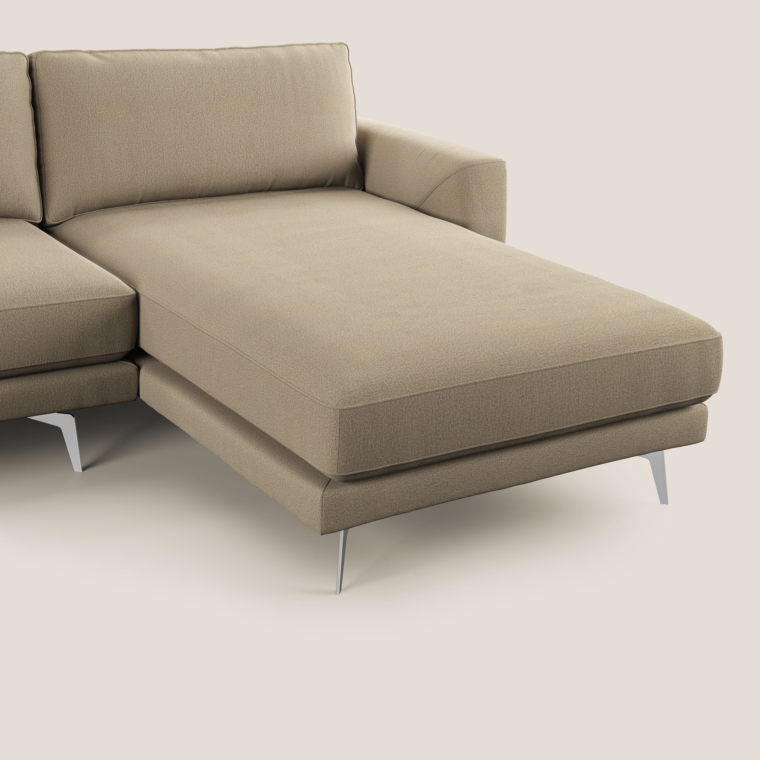 Dorian divano moderno angolare con penisola in tessuto morbido antimacchia T05 - divani.store