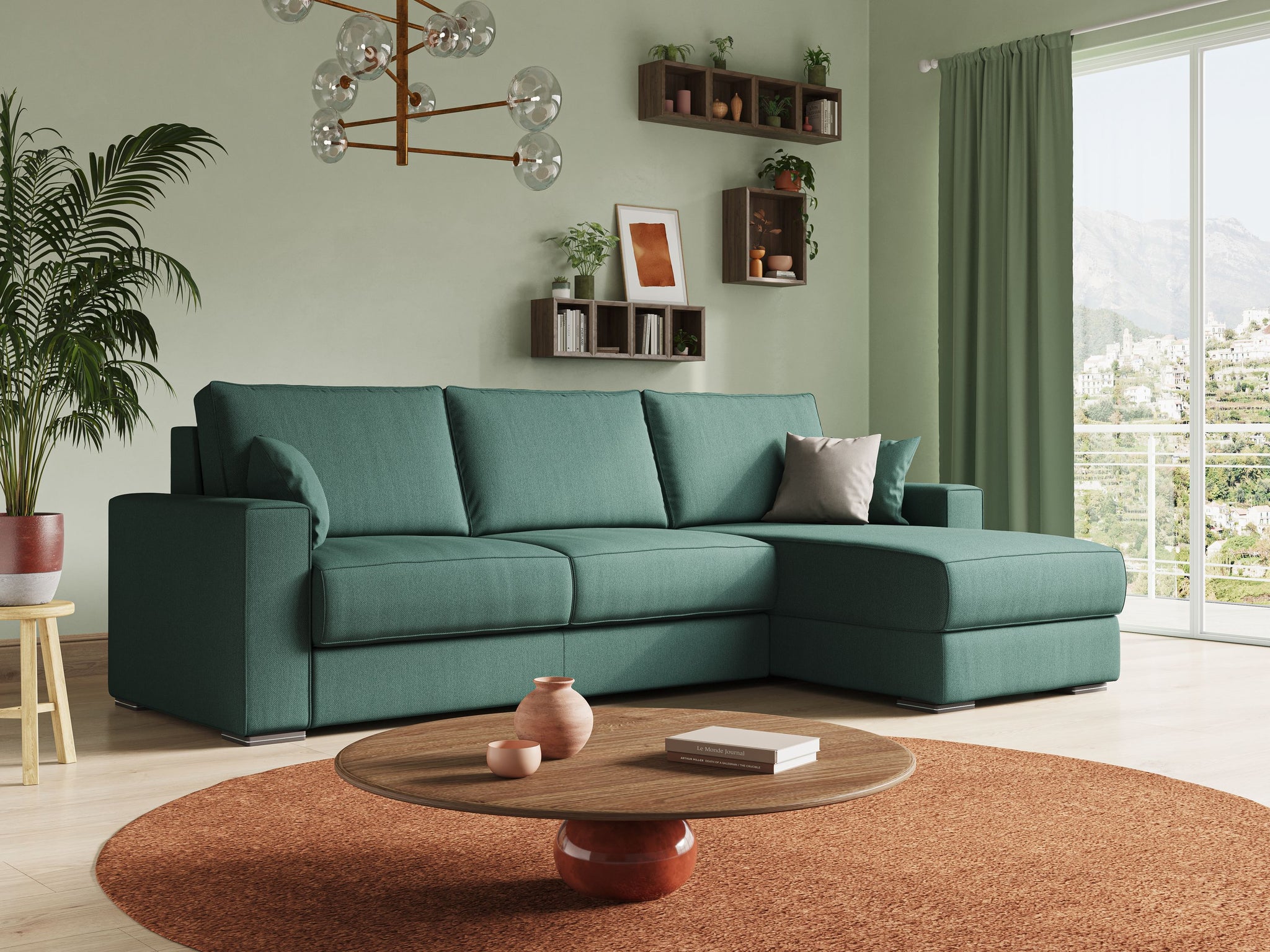 Dream Divano letto angolare in tessuto smacchiabile T05