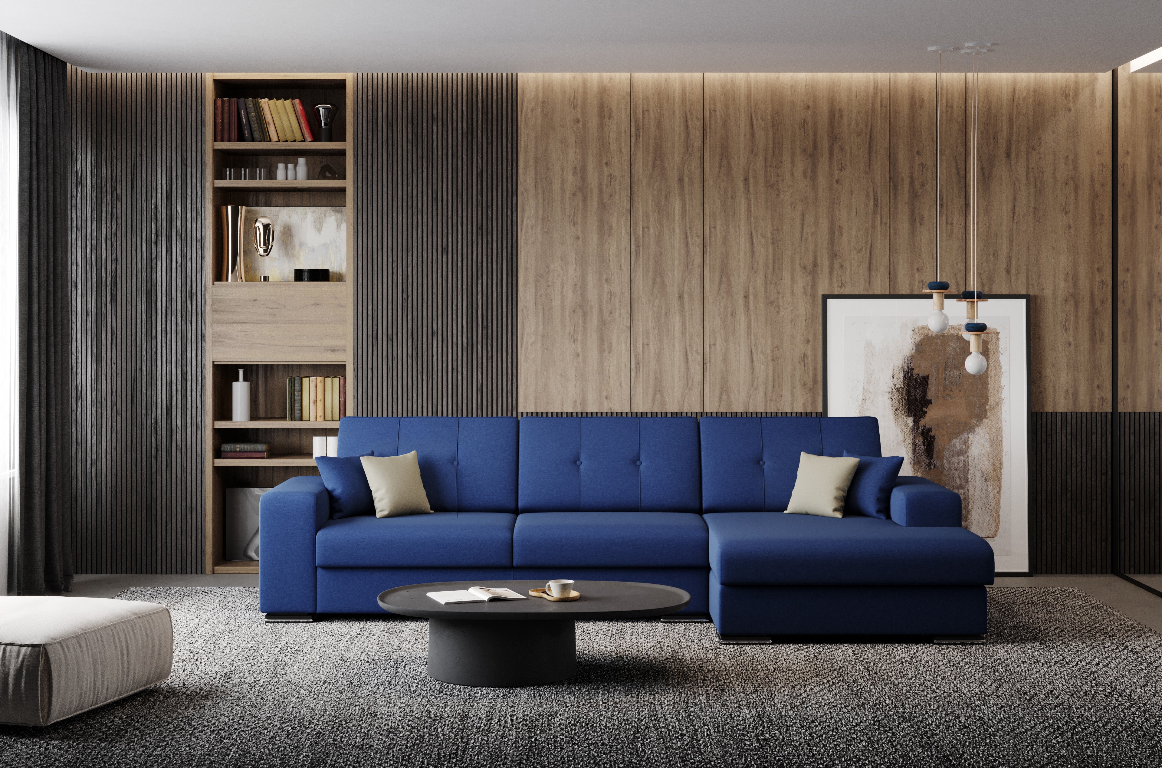 GIOVE Divano angolare Sinistro 293 cm 5 posti in tessuto impermeabile T02 BEIGE - divani.store